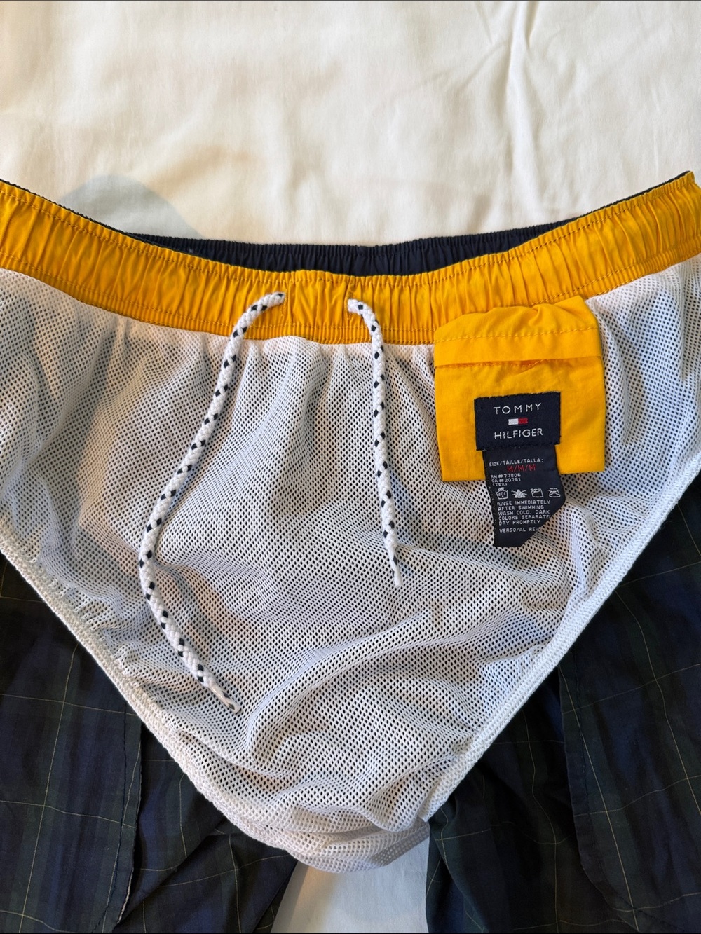 Tommy Hilfiger Navy and Green Plaid Swim/Leisure Shorts - Picture 6 of 8